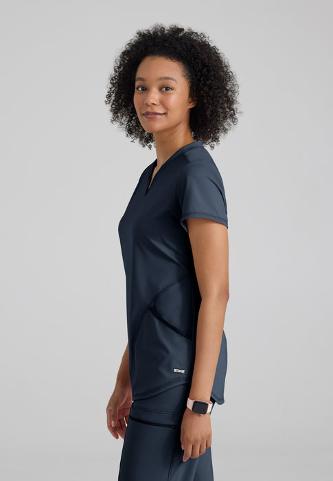 Define Knit Top - Steel - Grey's Anatomy™ by Barco Knit Stretch - 3