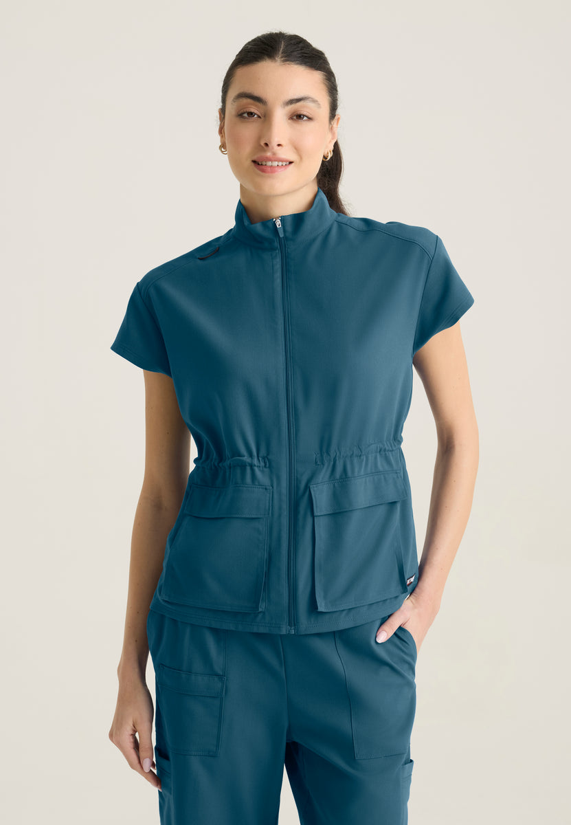 Nina Women's 2-pocket Mock Neck Zip Front Top – Barco