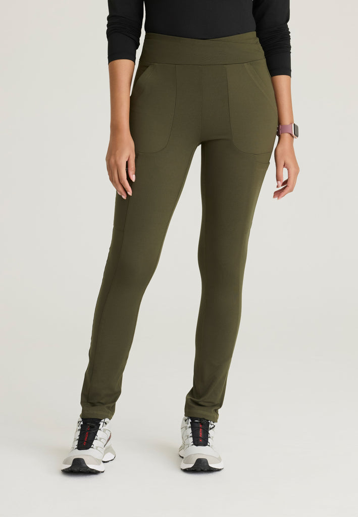 Front View of the Strive Legging in Olive from Barco One Performance Knit