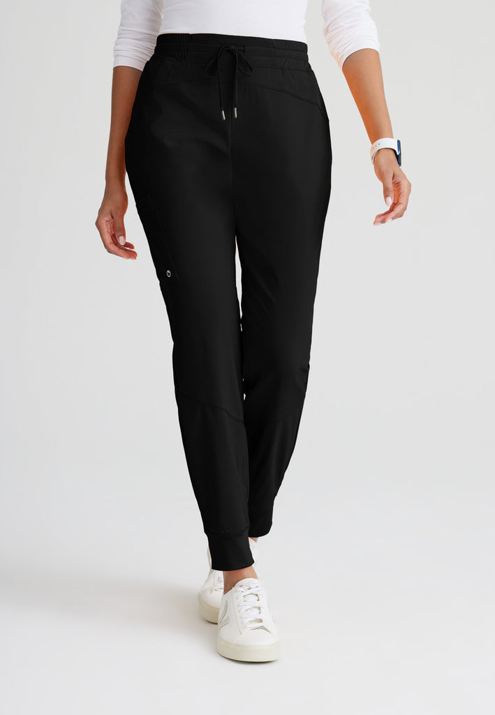 Front View of the Boost Jogger Scrub Pant in Black from Barco One
