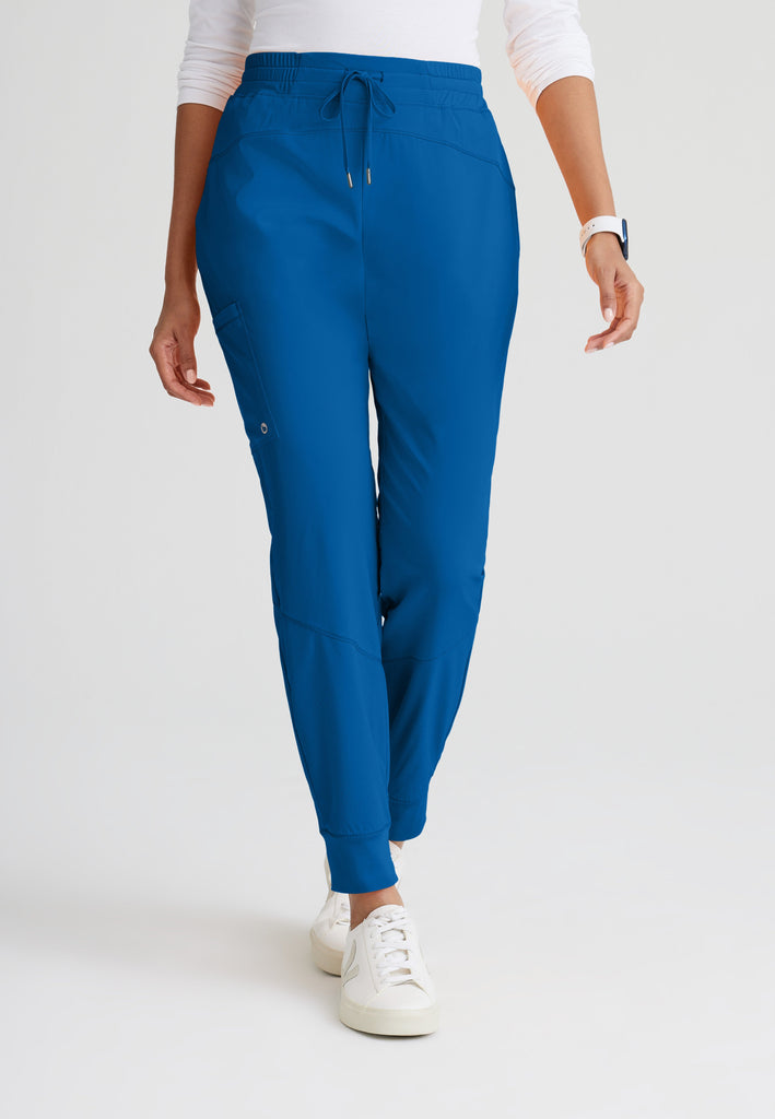 Front View of the Boost Jogger Scrub Pant in New Royal from Barco One