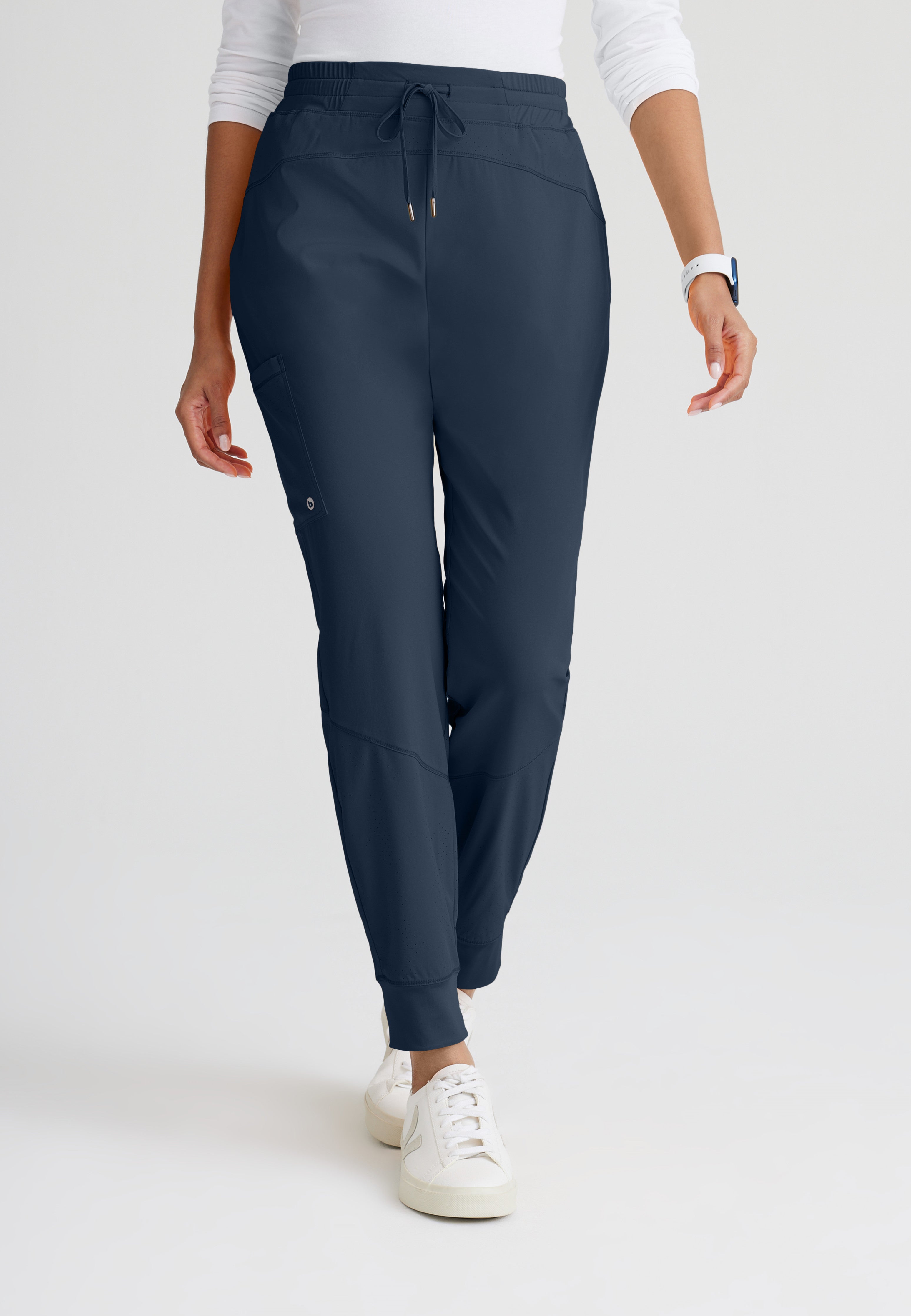 Buy the NWT Womens Gray Elastic Waist Tapered Fit Stretch Jogger