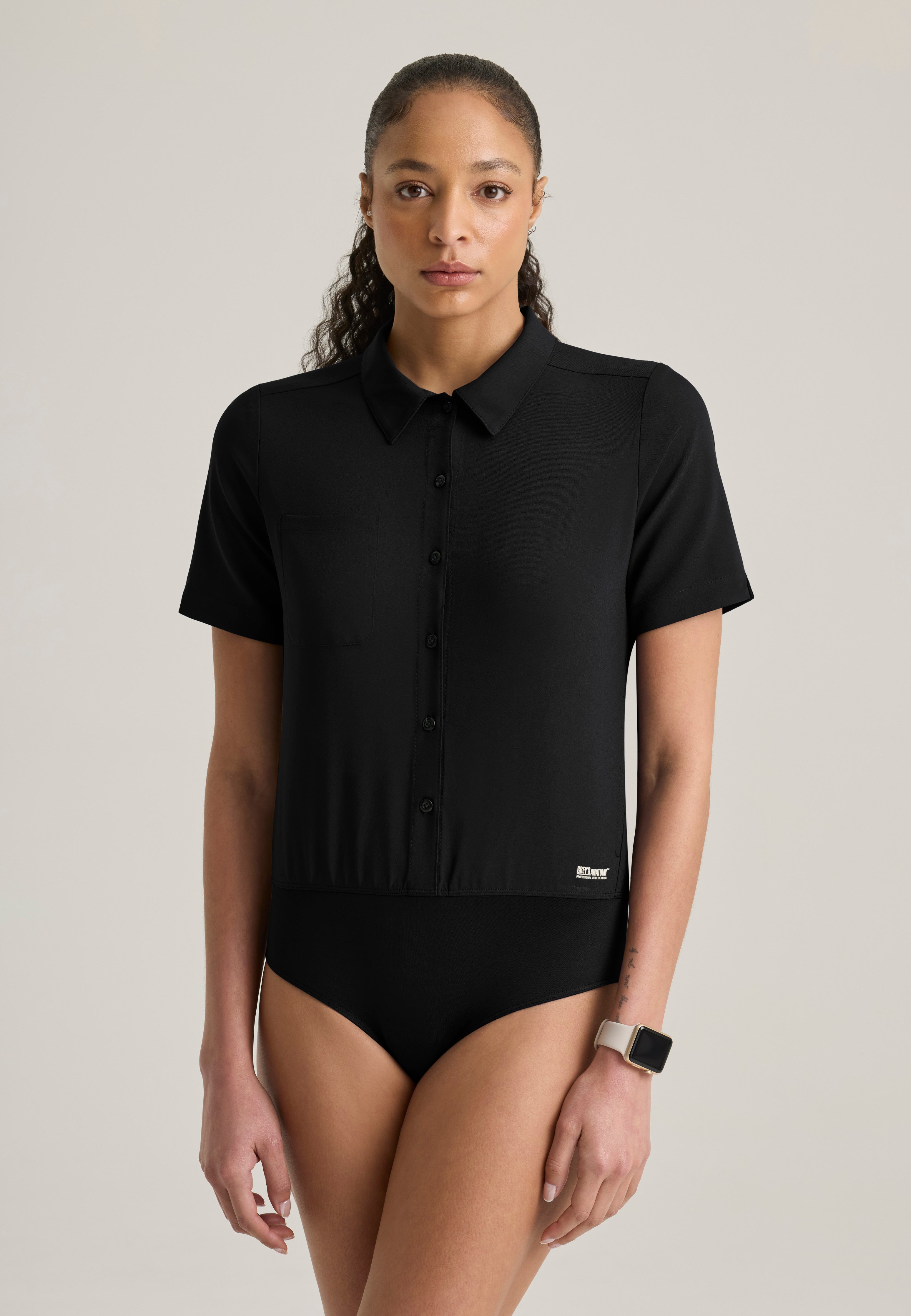 Terran 2 Pocket Collar Neck Button Front Bodysuit – Barco
