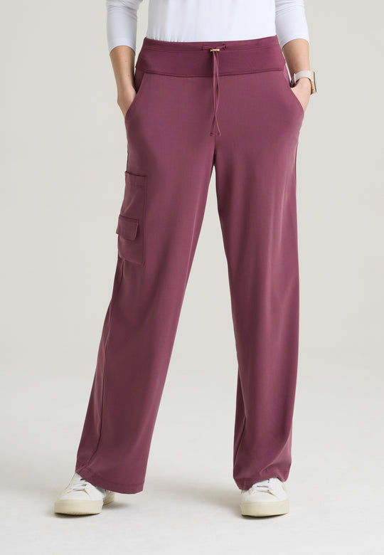 Aria Women's 6-Pocket Jersey Knit Waistband Wide Leg Pant