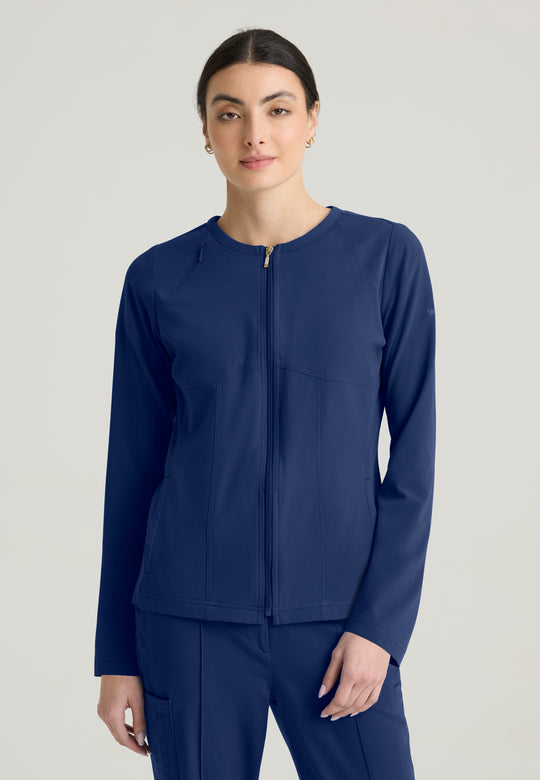 Spring Women's 5-Pocket Round Neck Zip-Front Warm-Up Jacket