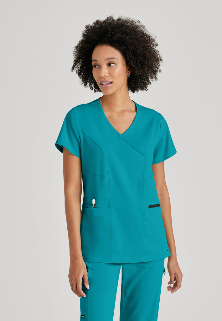 Grey's Anatomy Spandex-Stretch - Carly Scrub Top - XS / Ciel Blue