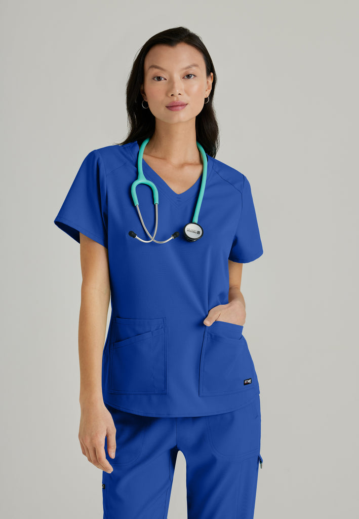 Grey's Anatomy Spandex Stretch Emma Top | 4 Pocket Scrub Top – Barco