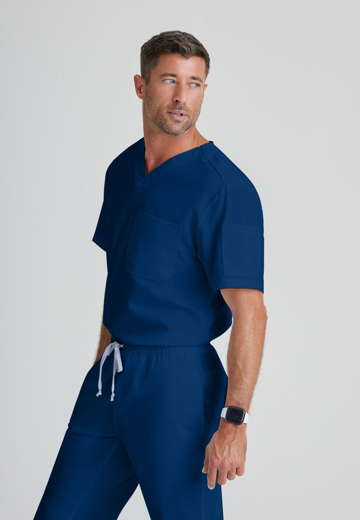 Grey's Anatomy Men's Royal Blue V-Neck Scrub Top Adult Small Blue - Royal