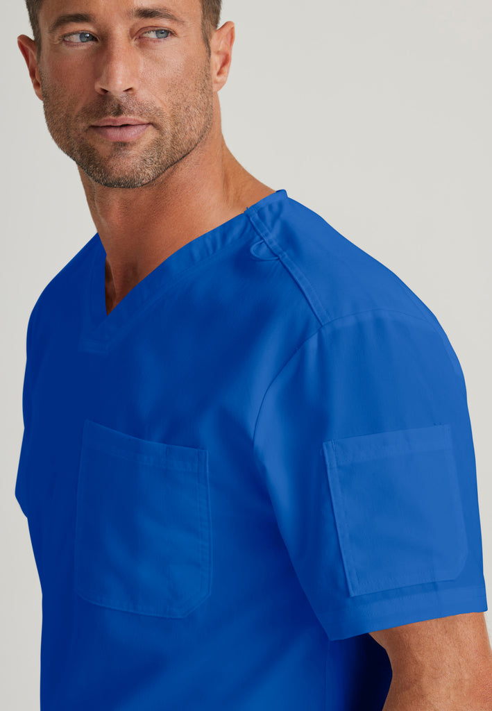 Grey's Anatomy Men's Royal Blue V-Neck Scrub Top Adult Small Blue - Royal