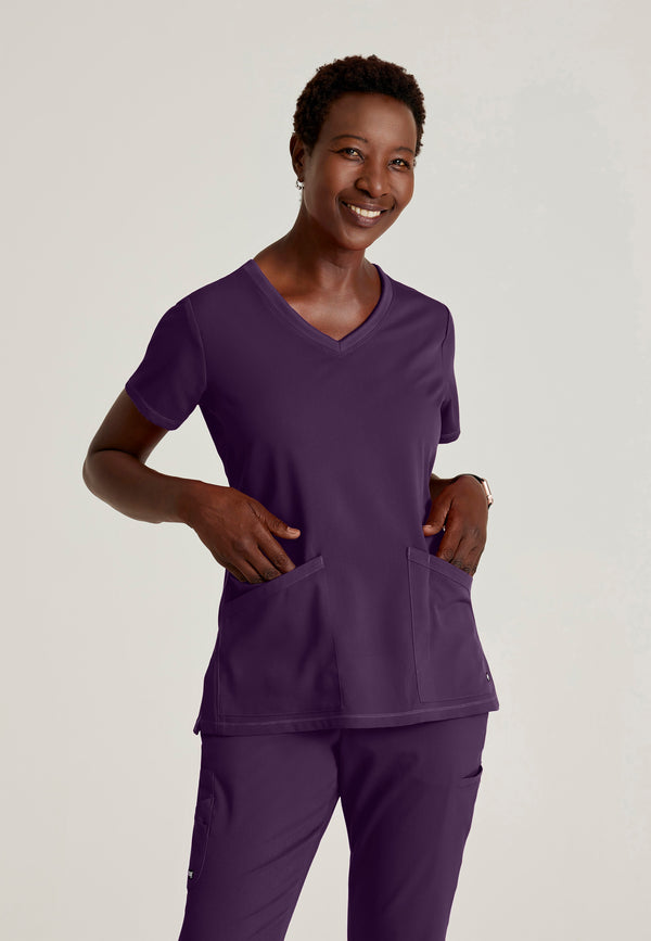 Serena 3-Pocket Curved V-Neck Scrub Top