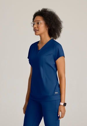 Motivate Curved V-Neck Knit Scrub Top