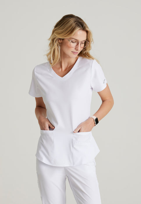 Flex Single Pocket Curved Neck Scrub Top – Barco