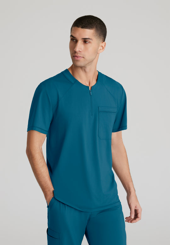 Flex Single Pocket Curved Neck Scrub Top