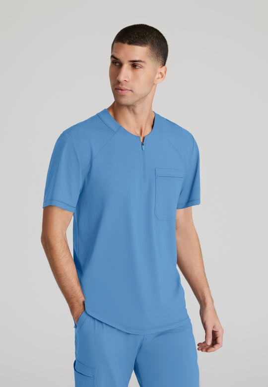 Flex Single Pocket Curved Neck Scrub Top