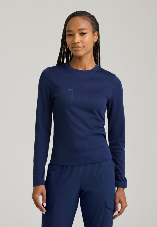 Holly Women's 1-Pocket Crew Neck Long Sleeve Tee