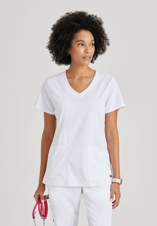 Serena 3-Pocket Curved V-Neck Scrub Top