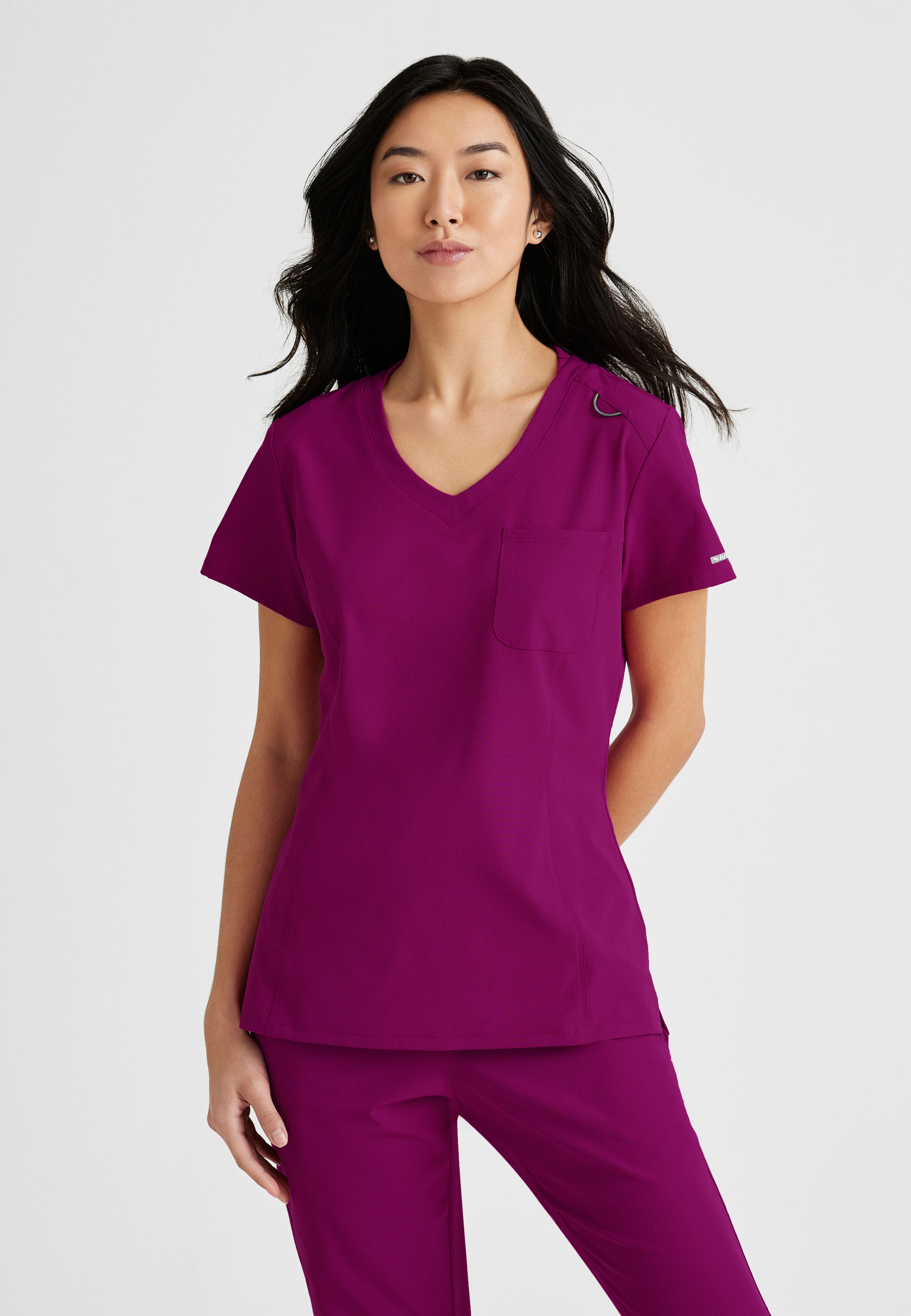 Skechers by Barco Dignity Women's 1-Pocket STRETCH Tuck In V-Neck Scrub Top